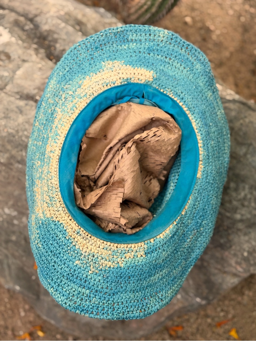 WALLAROO Handwoven Teal Straw Sun Hat with Beaded Trim - Picture 7 of 13